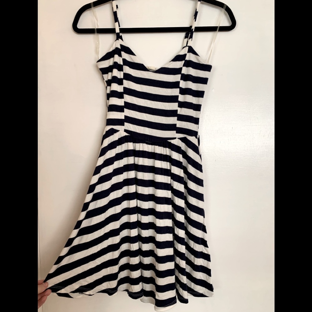Lush Black and White Striped Mini Dress